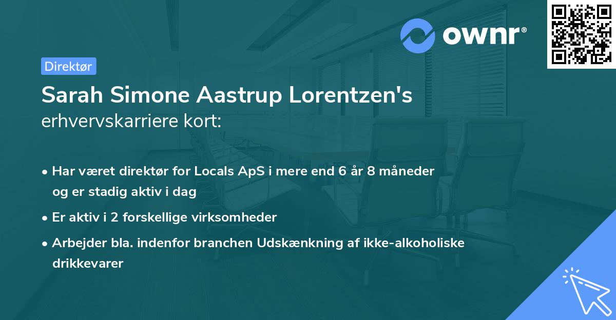 Sarah Simone Aastrup Lorentzen's erhvervskarriere kort