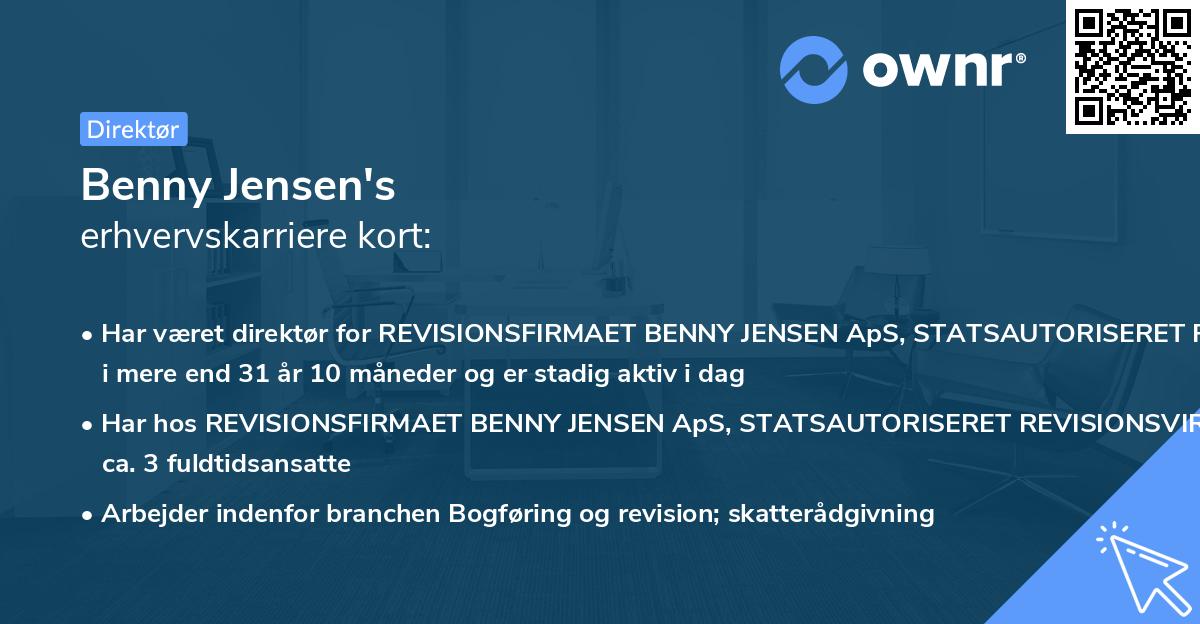 Benny Jensen's erhvervskarriere kort