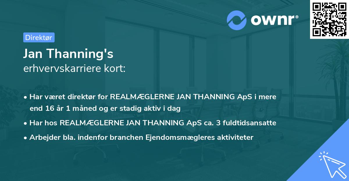 Jan Thanning's erhvervskarriere kort
