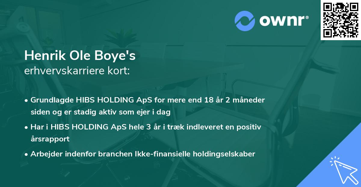 Henrik Ole Boye's erhvervskarriere kort