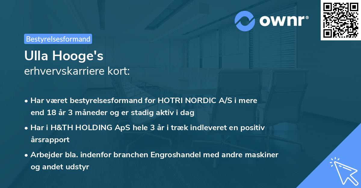 Ulla Hooge's erhvervskarriere kort