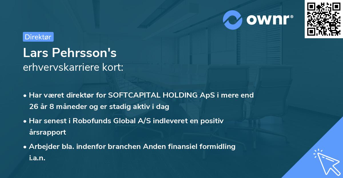 Lars Pehrsson's erhvervskarriere kort