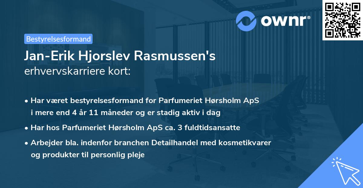 Jan-Erik Hjorslev Rasmussen's erhvervskarriere kort