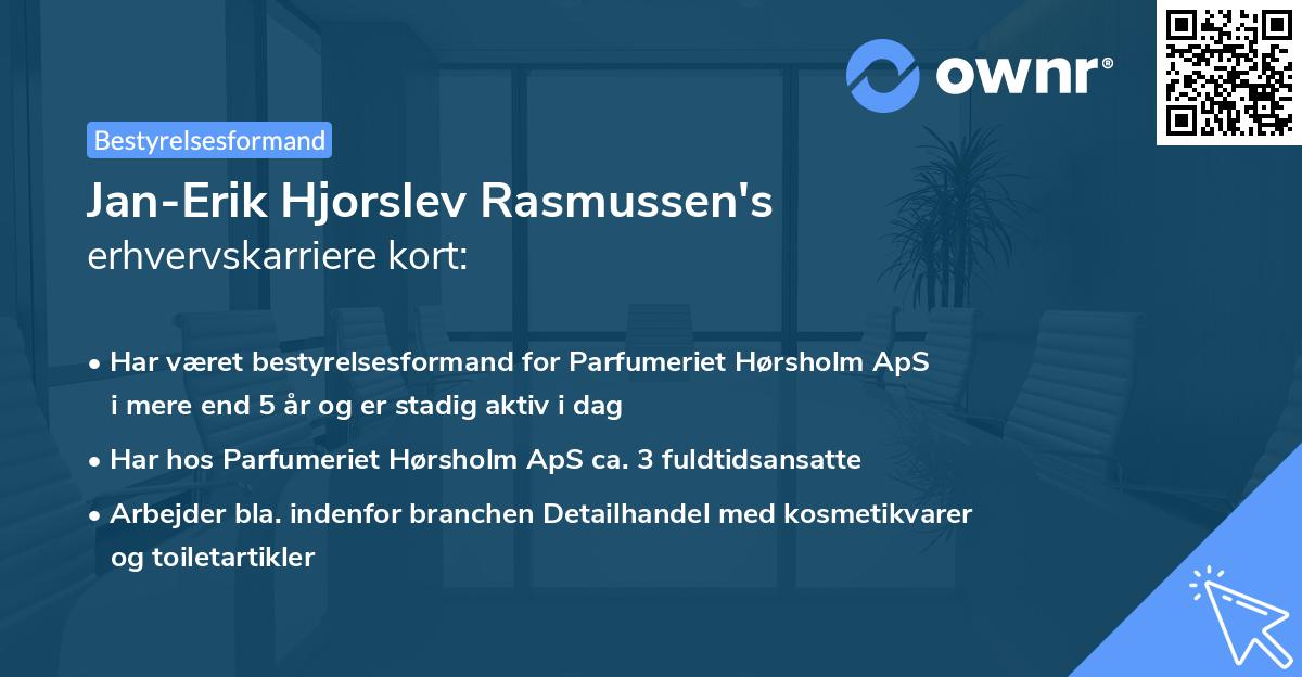 Jan-Erik Hjorslev Rasmussen's erhvervskarriere kort