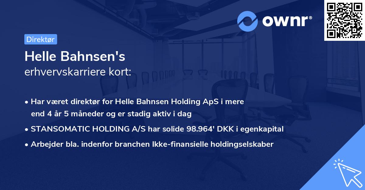 Helle Bahnsen's erhvervskarriere kort