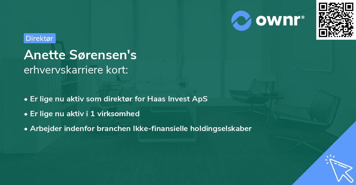 Anette Sørensen's erhvervskarriere kort