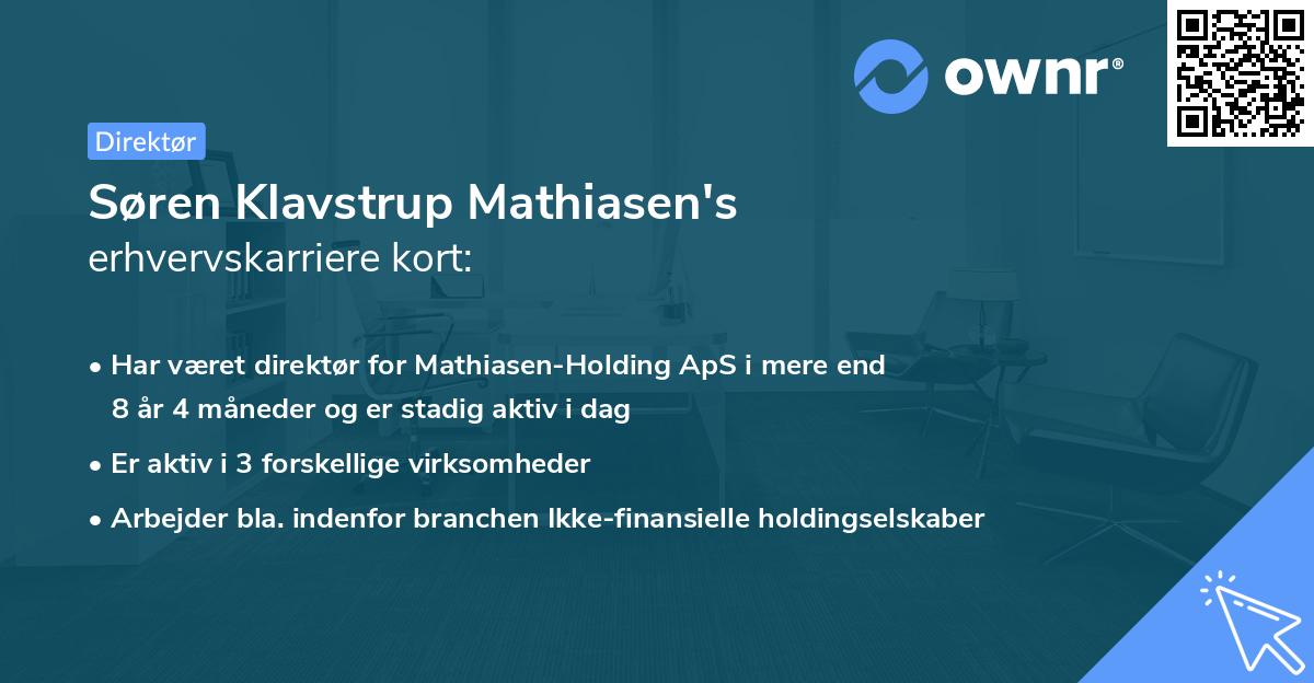 Søren Klavstrup Mathiasen's erhvervskarriere kort