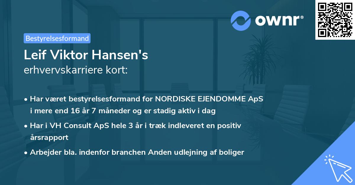 Leif Viktor Hansen's erhvervskarriere kort