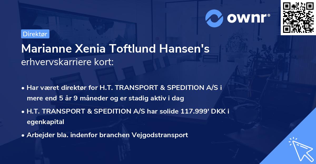 Marianne Xenia Toftlund Hansen's erhvervskarriere kort
