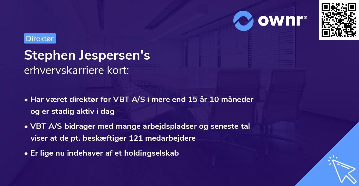 Stephen Jespersen's erhvervskarriere kort