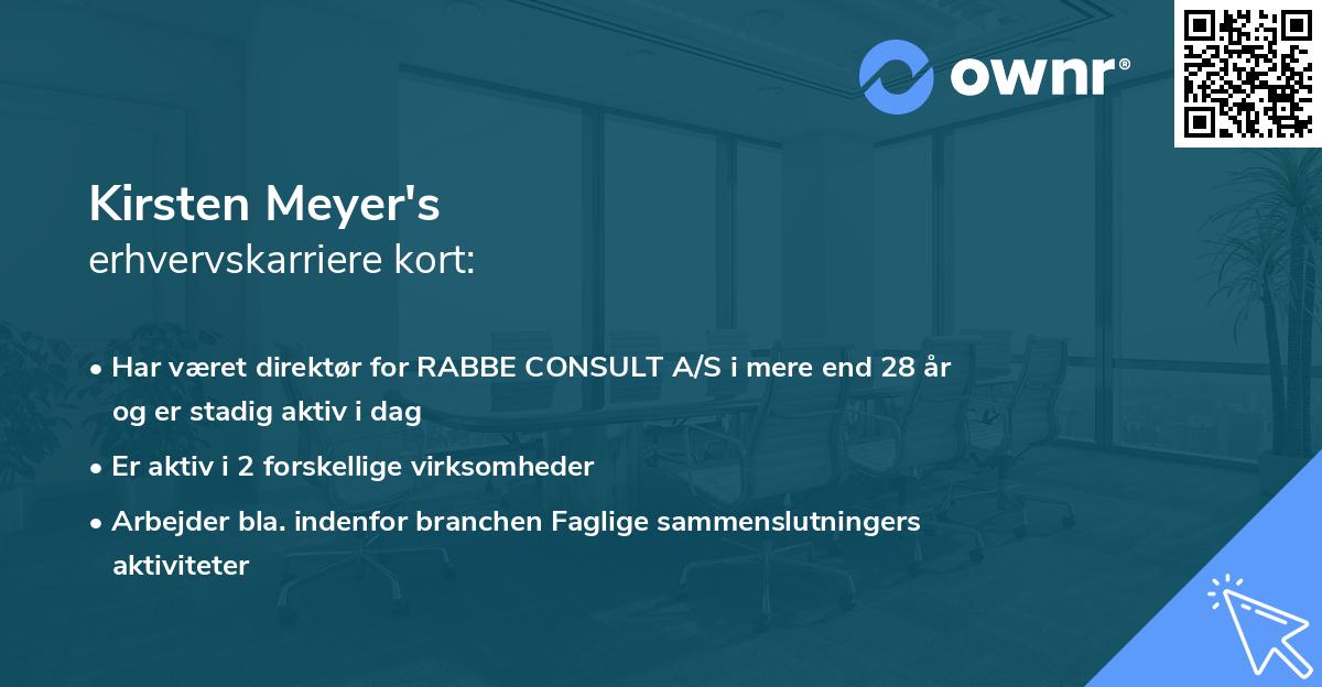Kirsten Meyer's erhvervskarriere kort