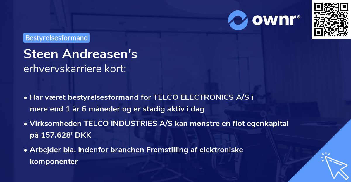 Steen Andreasen's erhvervskarriere kort