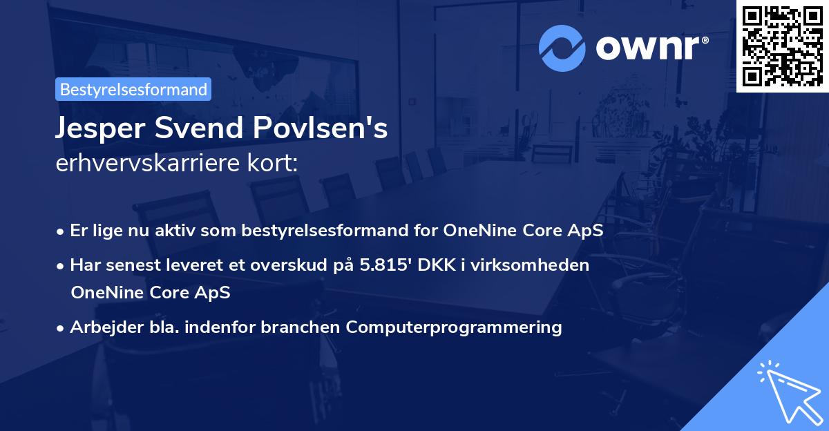Jesper Svend Povlsen's erhvervskarriere kort