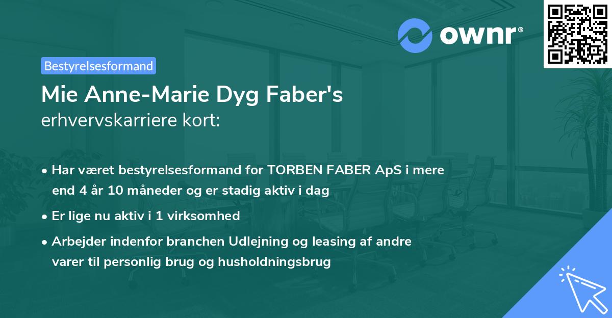 Mie Anne-Marie Dyg Faber's erhvervskarriere kort