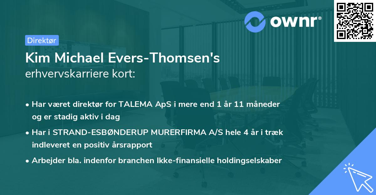 Kim Michael Evers-Thomsen's erhvervskarriere kort
