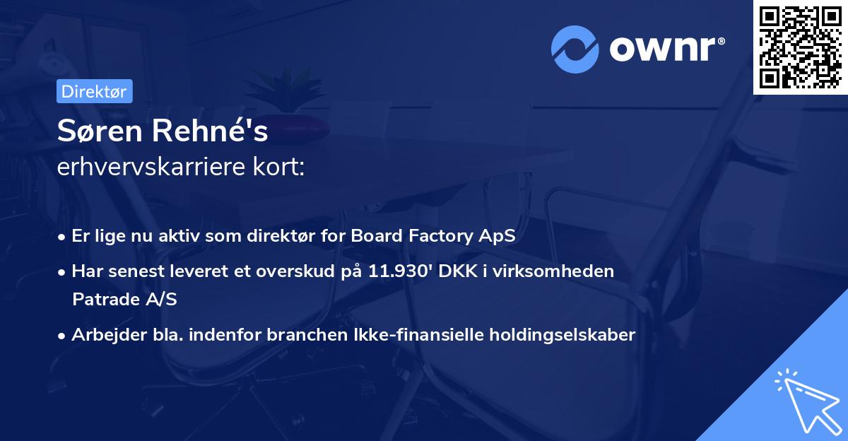 Søren Rehné's erhvervskarriere kort