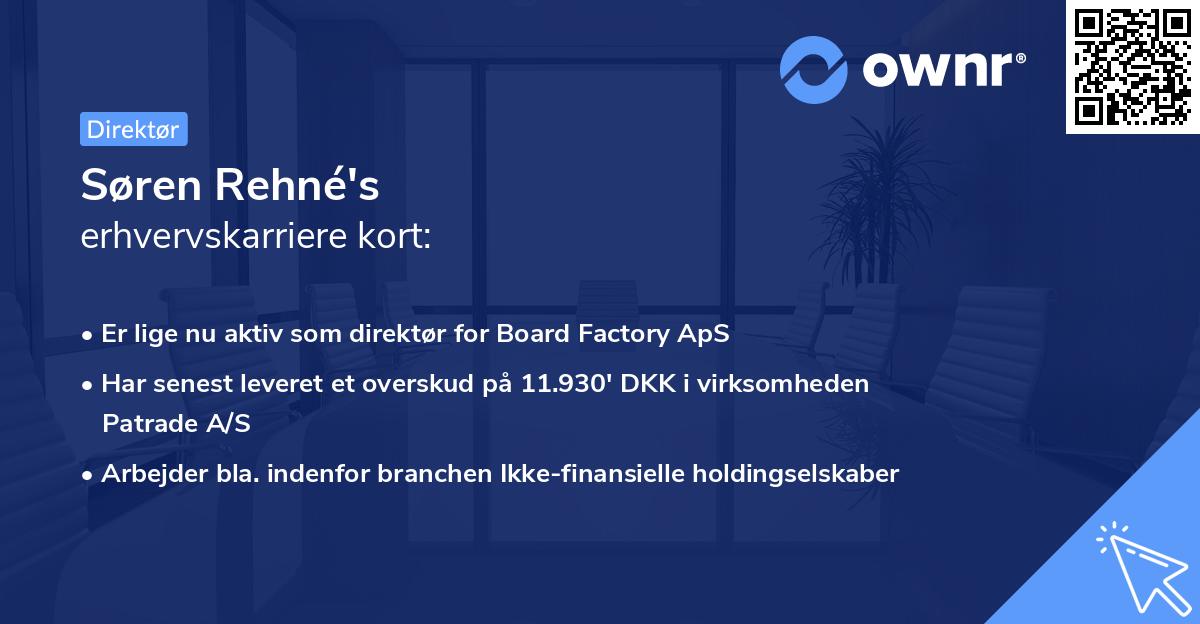 Søren Rehné's erhvervskarriere kort