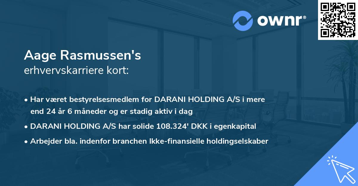 Aage Rasmussen's erhvervskarriere kort