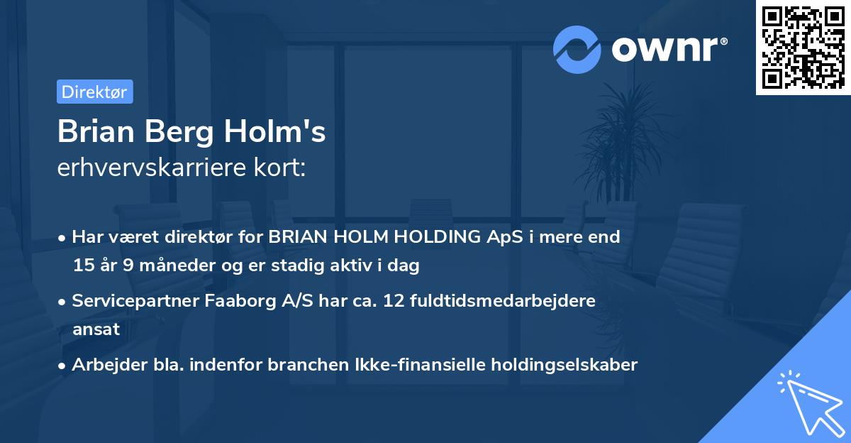 Brian Berg Holm's erhvervskarriere kort