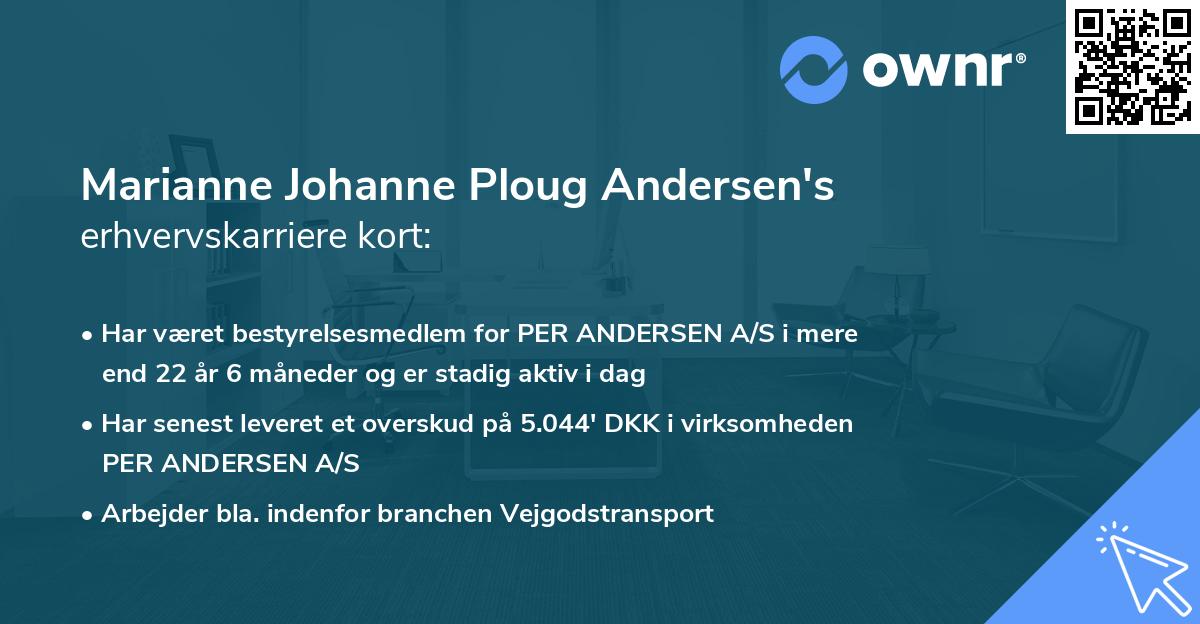 Marianne Johanne Ploug Andersen's erhvervskarriere kort