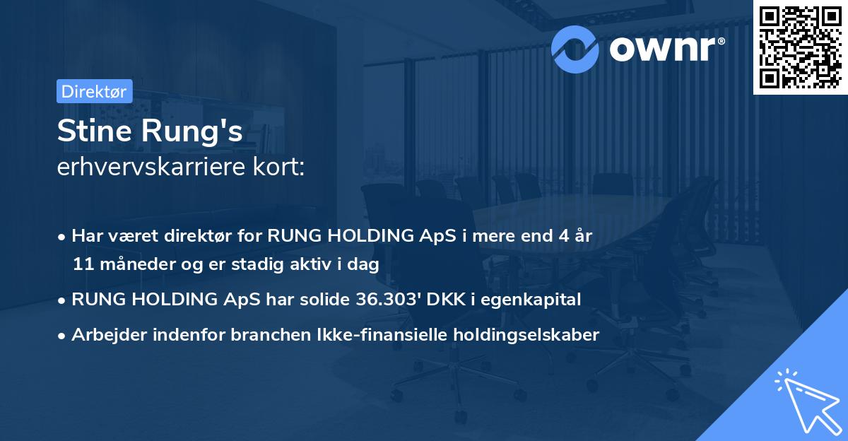 Stine Rung's erhvervskarriere kort
