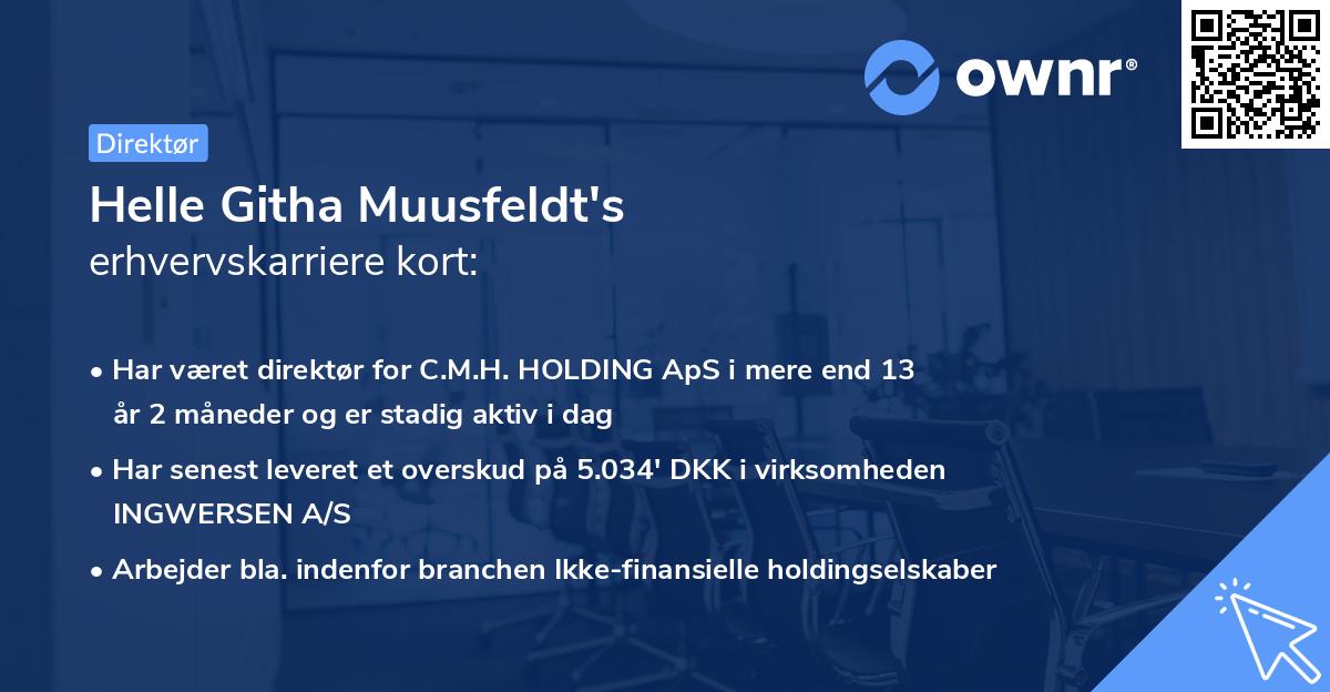 Helle Githa Muusfeldt's erhvervskarriere kort