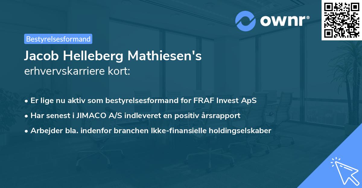 Jacob Helleberg Mathiesen's erhvervskarriere kort