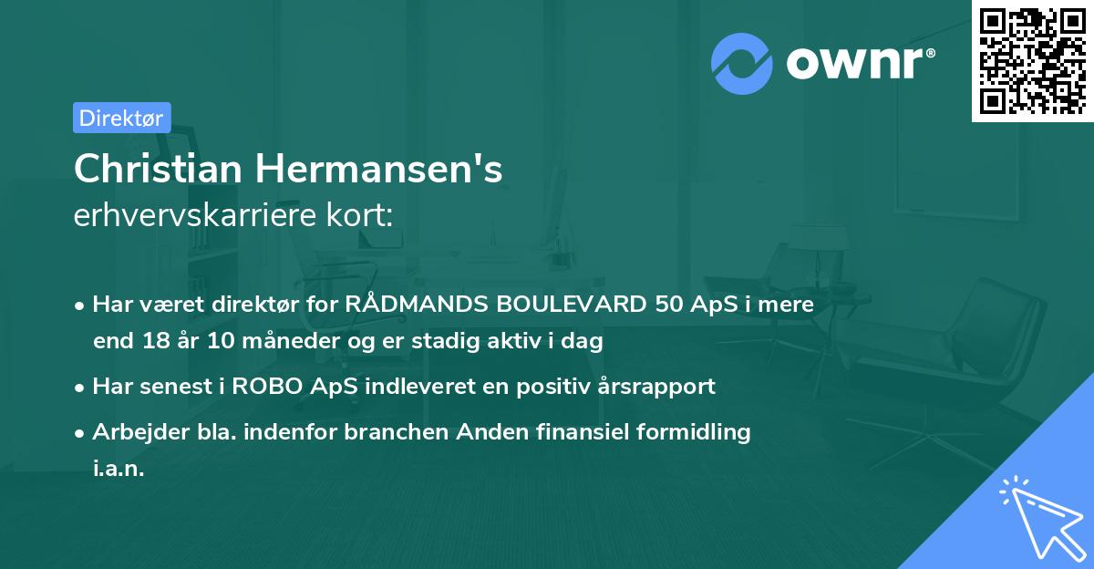 Christian Hermansen's erhvervskarriere kort