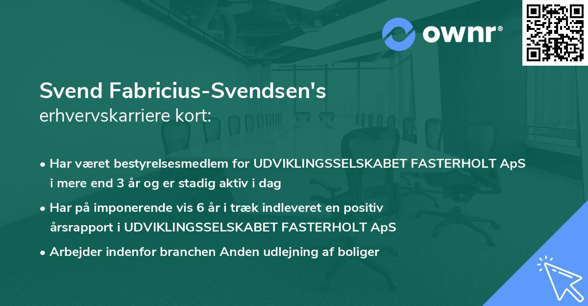 Svend Fabricius-Svendsen's erhvervskarriere kort