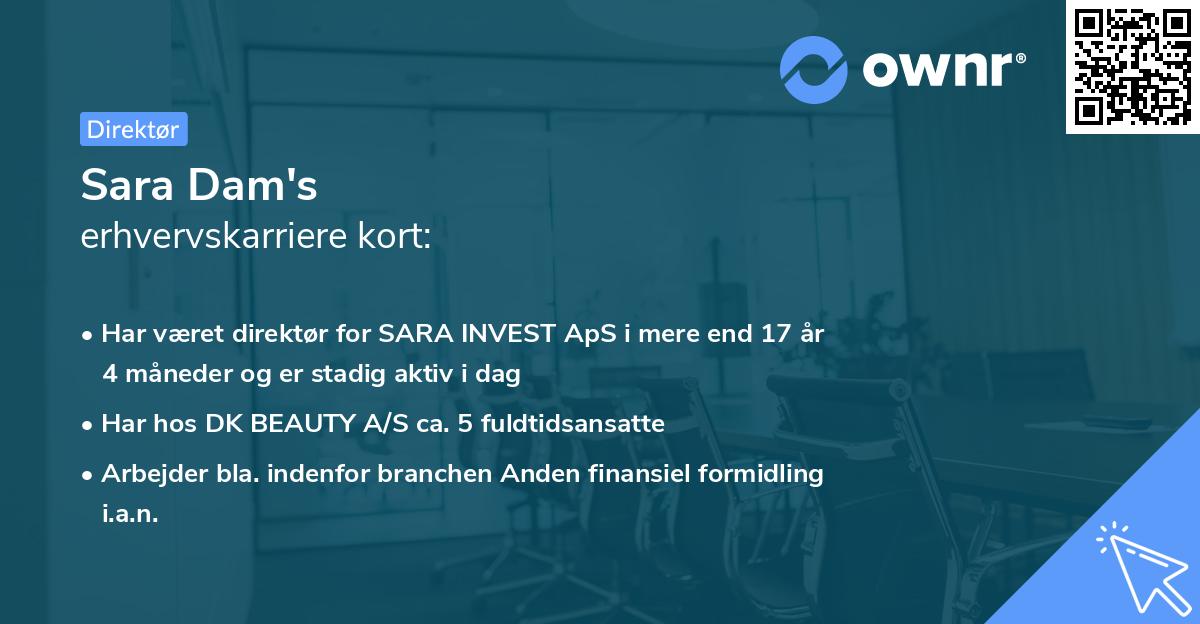 Sara Dam's erhvervskarriere kort