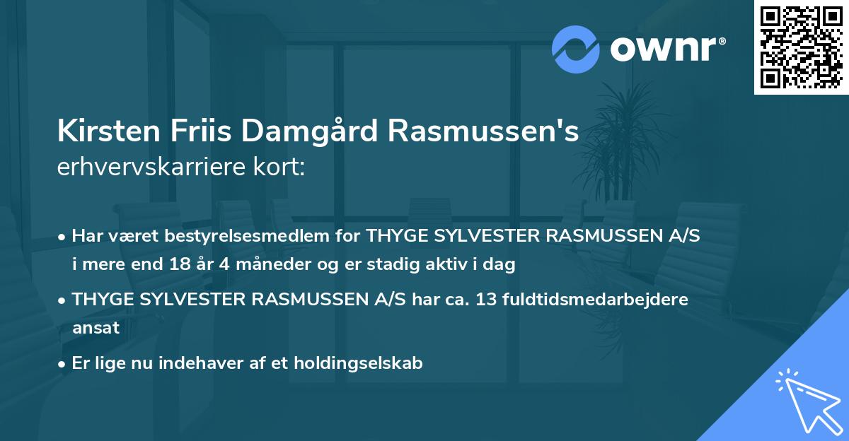 Kirsten Friis Damgård Rasmussen's erhvervskarriere kort