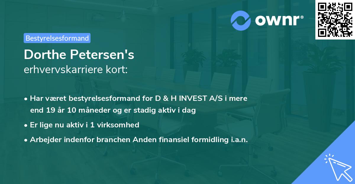 Dorthe Petersen's erhvervskarriere kort
