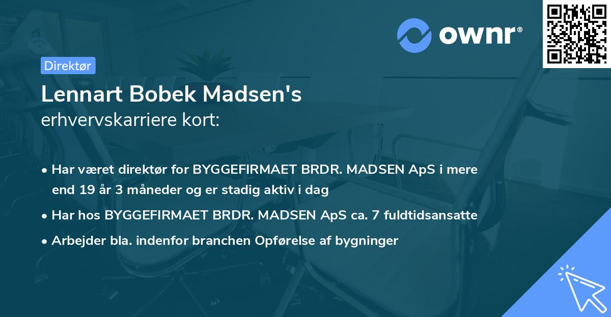 Lennart Bobek Madsen's erhvervskarriere kort