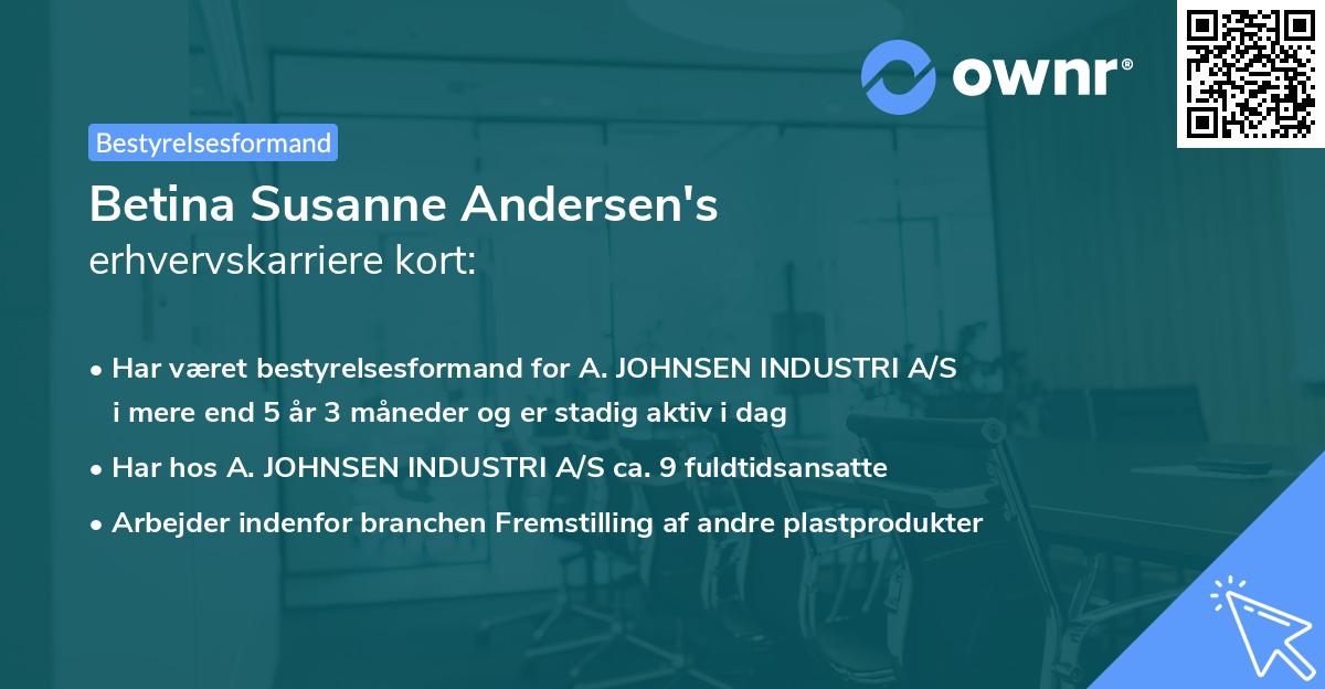 Betina Susanne Andersen's erhvervskarriere kort