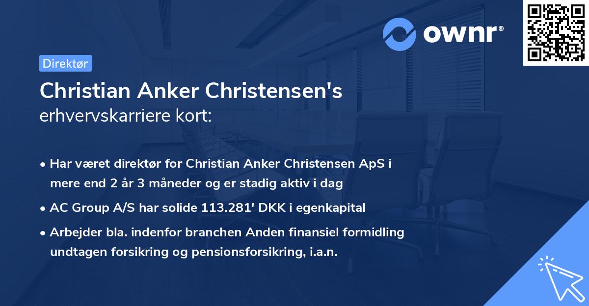 Christian Anker Christensen's erhvervskarriere kort