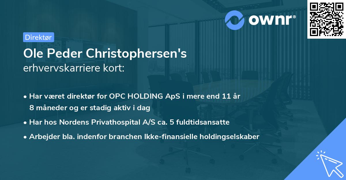 Ole Peder Christophersen's erhvervskarriere kort
