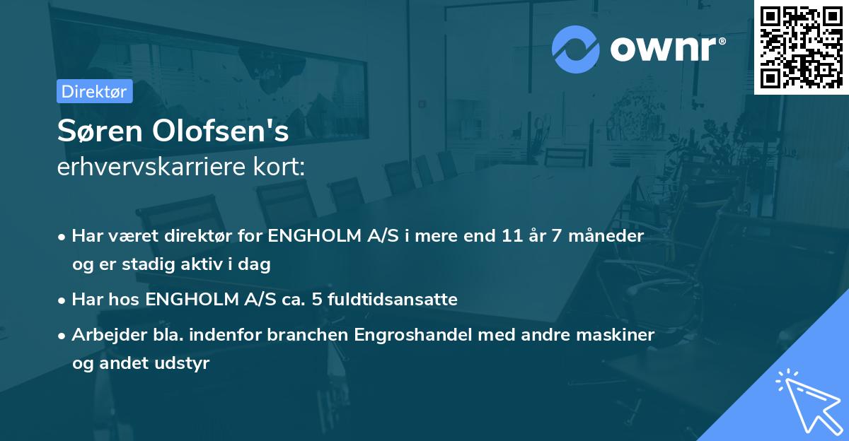 Søren Olofsen's erhvervskarriere kort