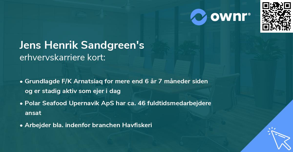 Jens Henrik Sandgreen's erhvervskarriere kort