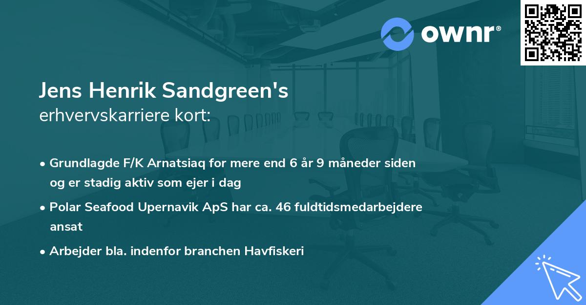 Jens Henrik Sandgreen's erhvervskarriere kort