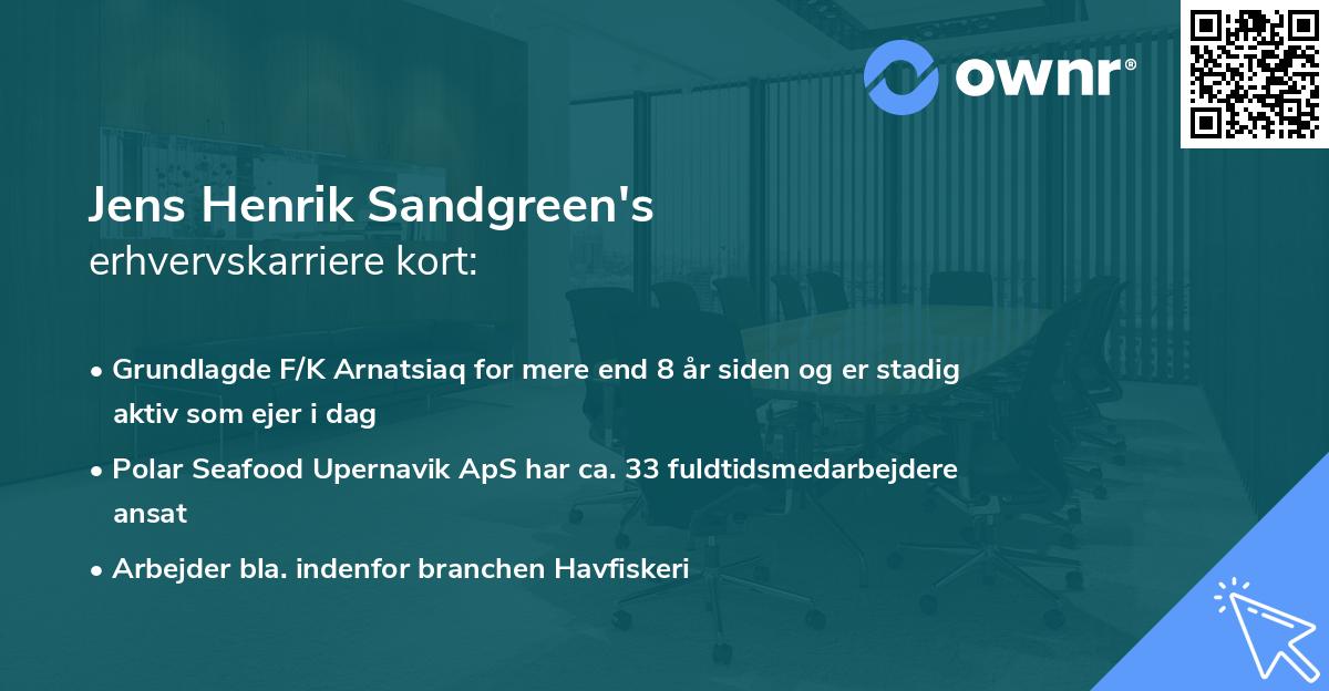 Jens Henrik Sandgreen's erhvervskarriere kort