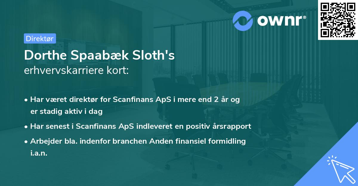 Dorthe Spaabæk Sloth's erhvervskarriere kort