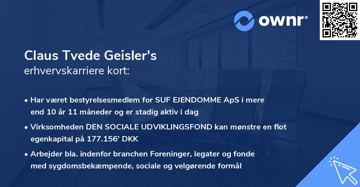 Claus Tvede Geisler's erhvervskarriere kort