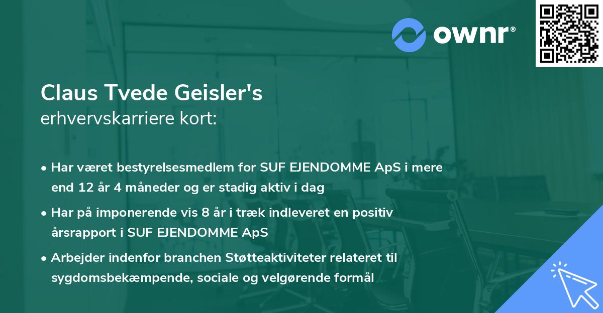 Claus Tvede Geisler's erhvervskarriere kort