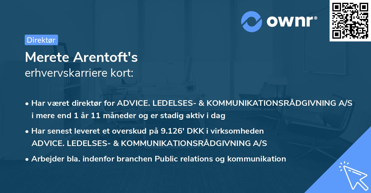 Merete Arentoft's erhvervskarriere kort