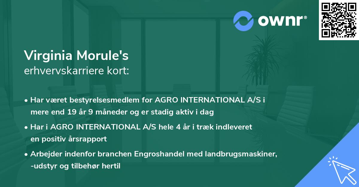 Virginia Morule's erhvervskarriere kort
