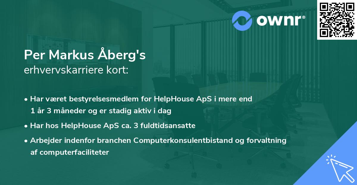 Per Markus Åberg's erhvervskarriere kort
