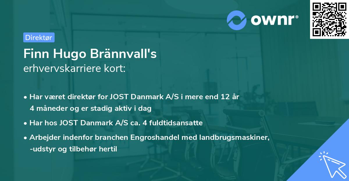 Finn Hugo Brännvall's erhvervskarriere kort