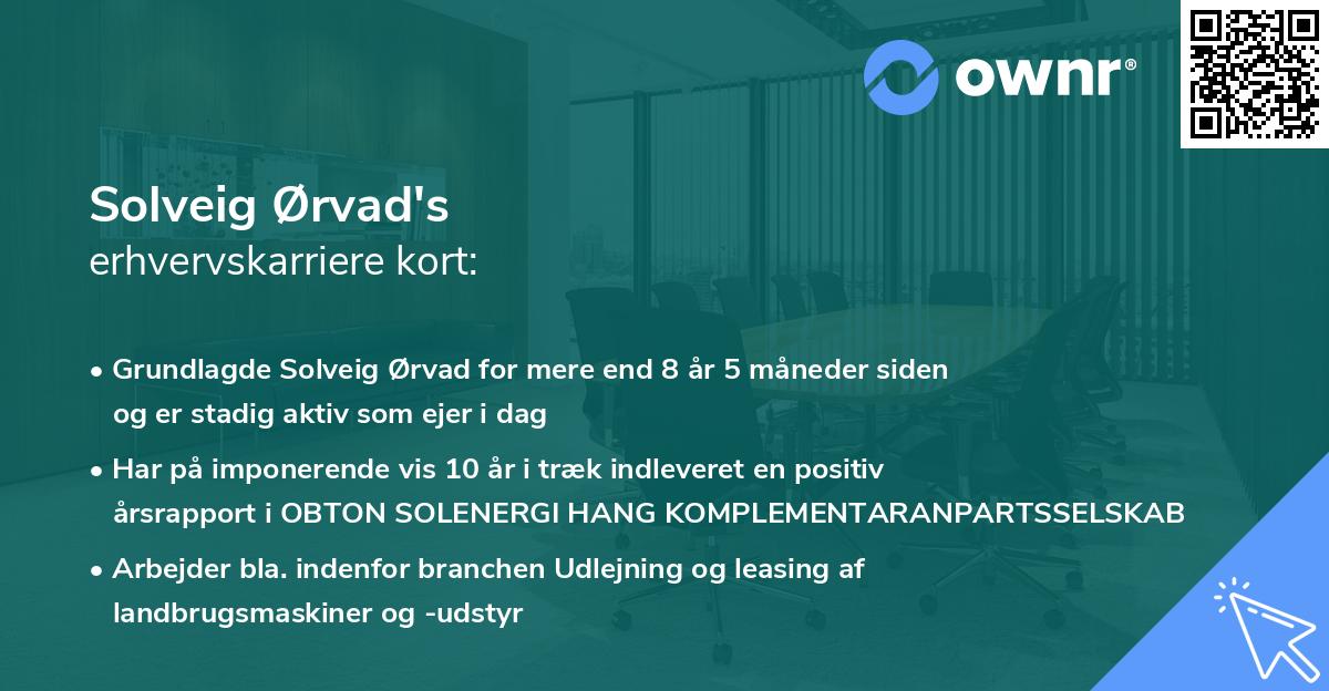 Solveig Ørvad's erhvervskarriere kort