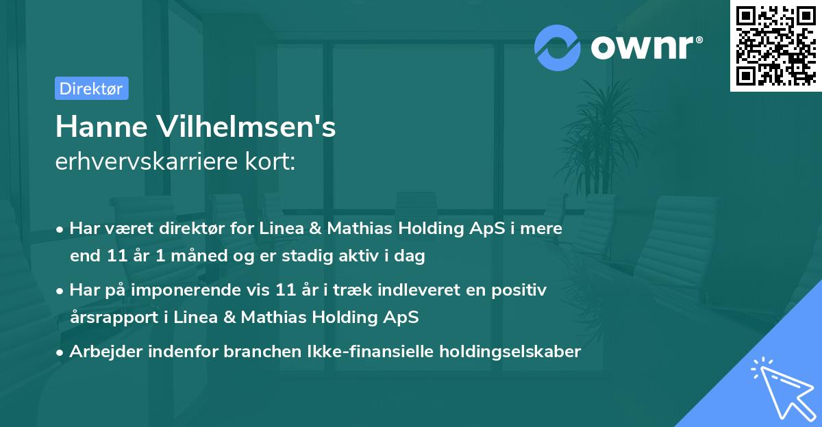 Hanne Vilhelmsen's erhvervskarriere kort