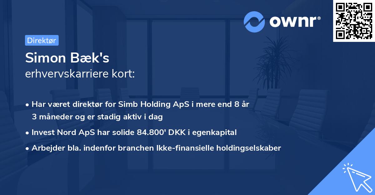 Simon Bæk's erhvervskarriere kort